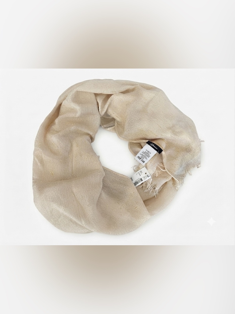 Reitmans Metallic Shimmer Gold Cream Neutral Scarf Lightweight Boho Fringe OS